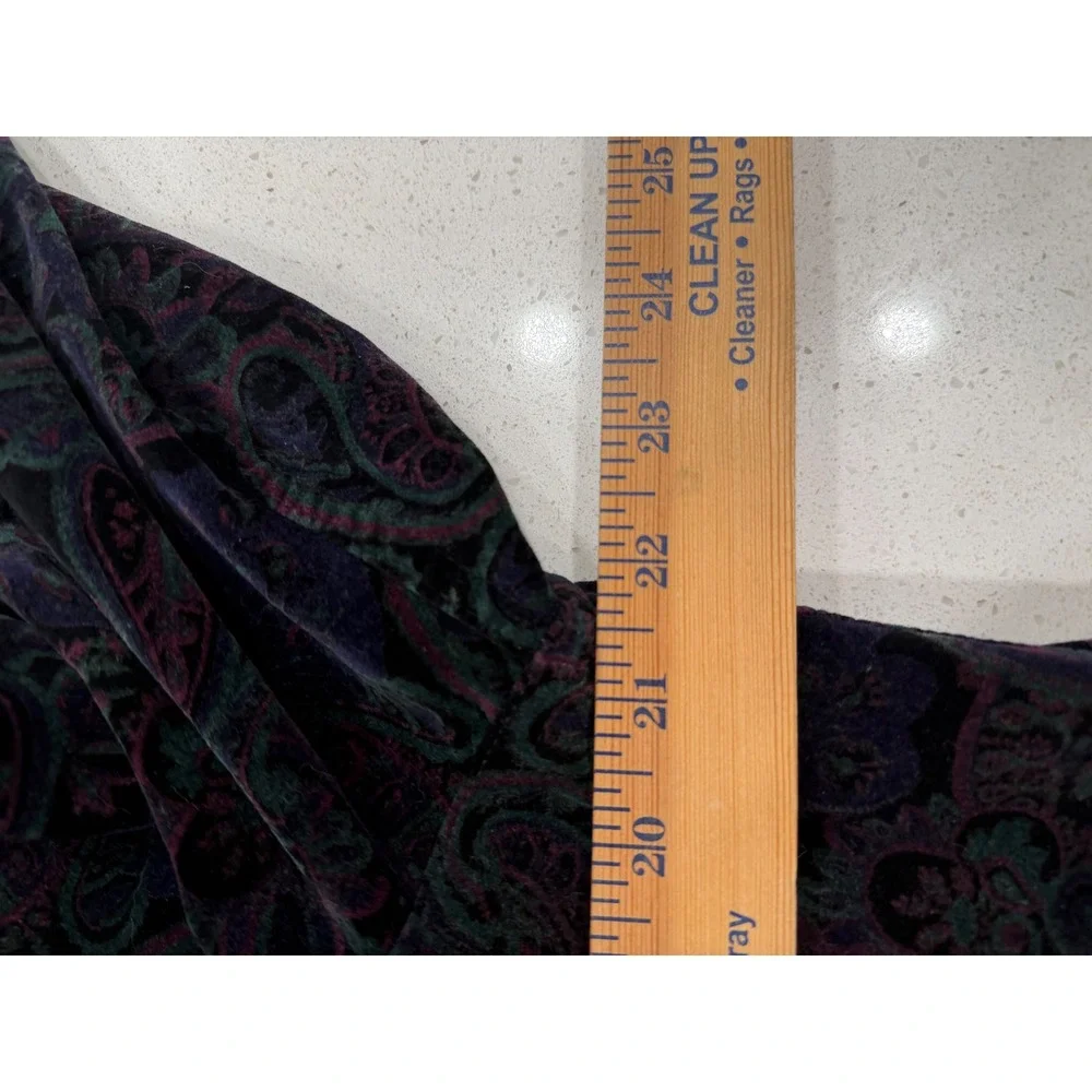 Vintage Paisley Velvet Jacket Women's Button Up Collar Blue Purple‎ Green M